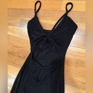 Black Crisscross Cut-Out Maxi Vacation Dress or Coverup - Stretch Fabric
